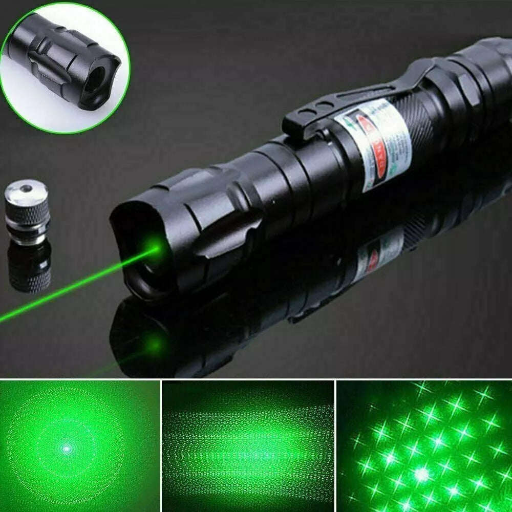 مؤشر ليزر أخضر بعيد المدى - مصباح يدوي قابل لإعادة الشحن