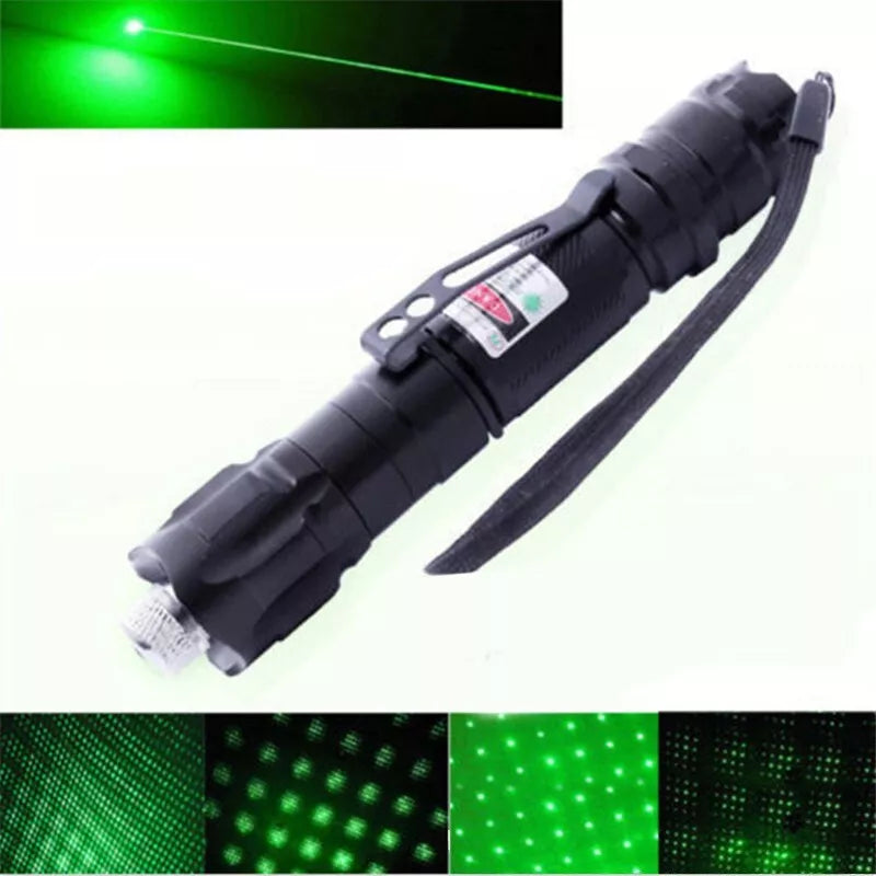 مؤشر ليزر أخضر بعيد المدى - مصباح يدوي قابل لإعادة الشحن