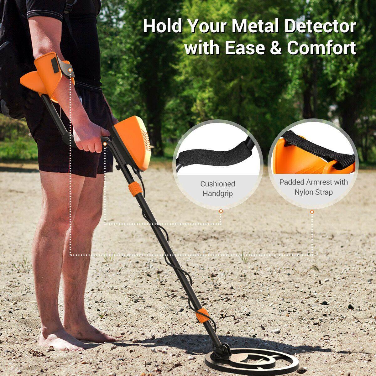 Metal detector manuale interamente in metallo con puntatore — Modalità di discriminazione dei metalli preziosi