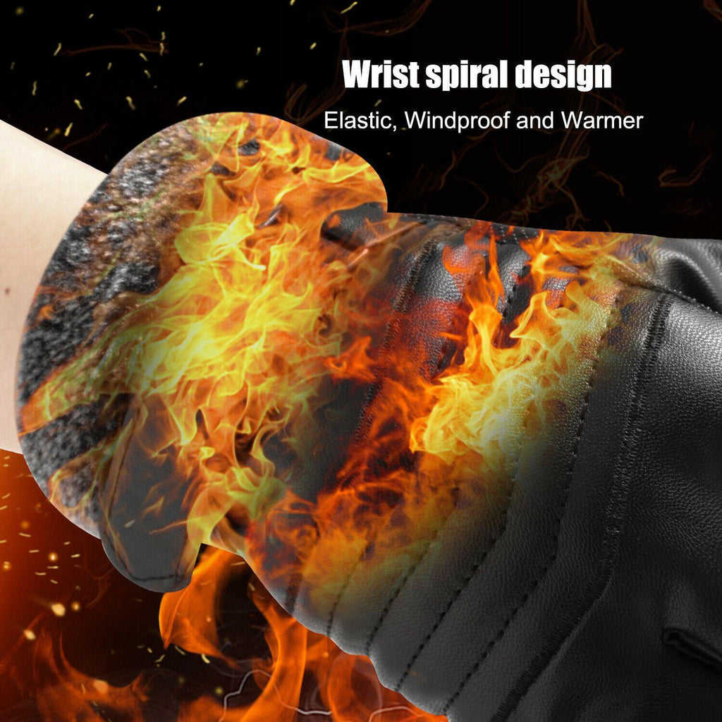 Gants de ski en cuir imperméables, conçus pour résister à -30℃ — isolation thermique, compatibles avec les écrans tactiles