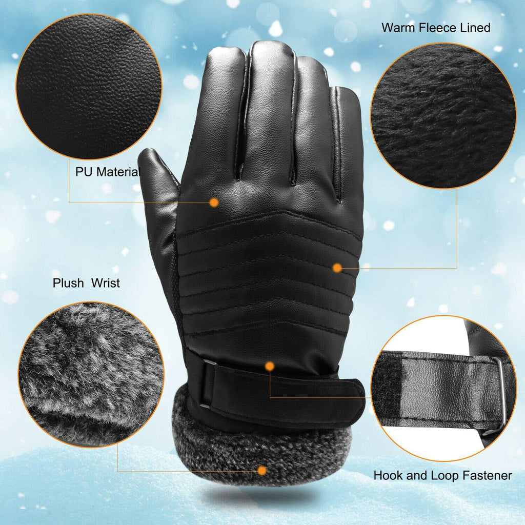 Gants de ski en cuir imperméables, conçus pour résister à -30℃ — isolation thermique, compatibles avec les écrans tactiles