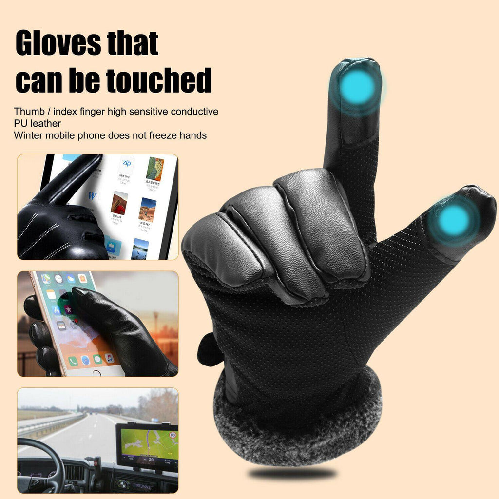 Gants de ski en cuir imperméables, conçus pour résister à -30℃ — isolation thermique, compatibles avec les écrans tactiles