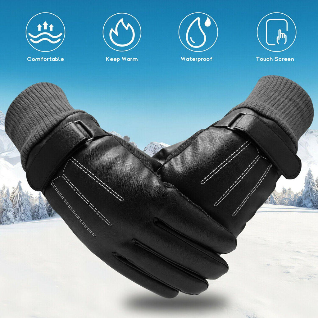 Gants de ski en cuir imperméables, conçus pour résister à -30℃ — isolation thermique, compatibles avec les écrans tactiles