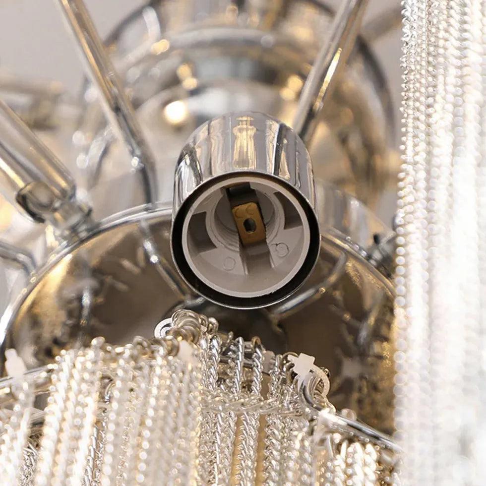 Lámpara colgante de lujo con borlas de cadena de aluminio plateado | boxzora