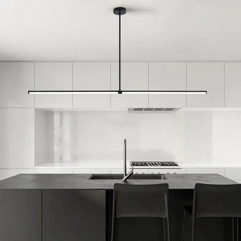 Iluminação LED suspensa comprida e minimalista para mesa de jantar | boxzora