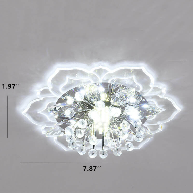 Plafonieră LED din cristal GlowPetal — design modern, structură în formă de floare, consum redus de energie