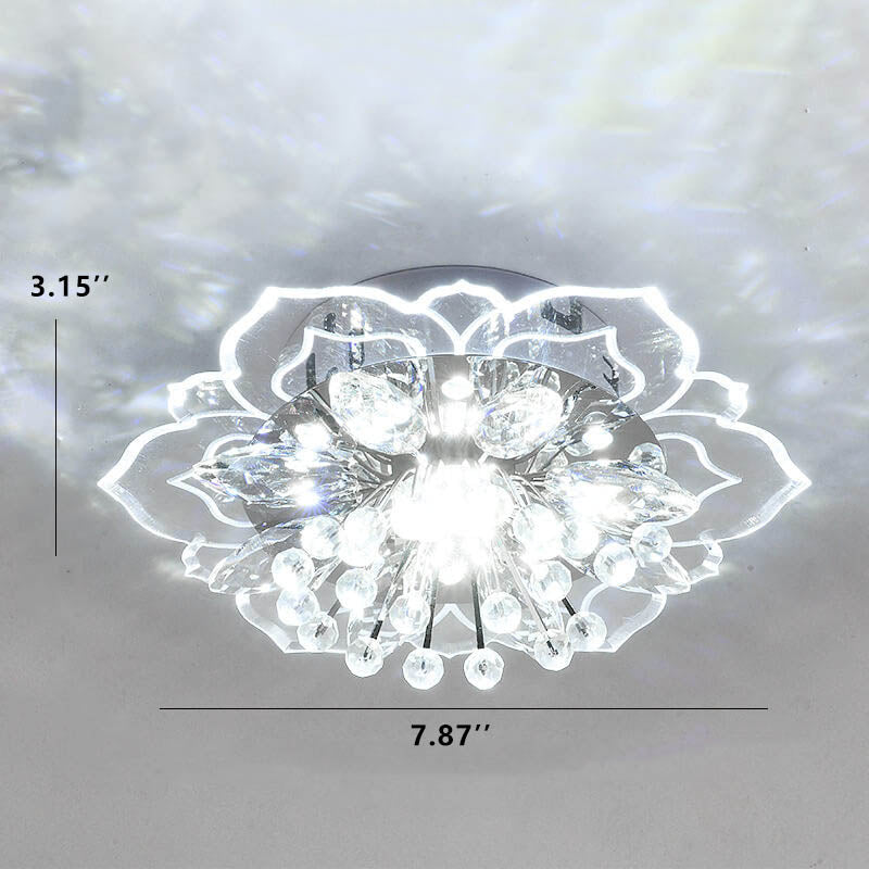Plafonieră LED din cristal GlowPetal — design modern, structură în formă de floare, consum redus de energie