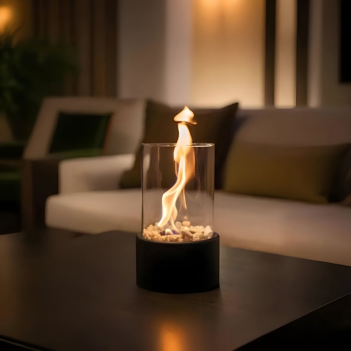 Cheminée de table élégante FLAREVO — combustion raffinée au bioéthanol sans fumée