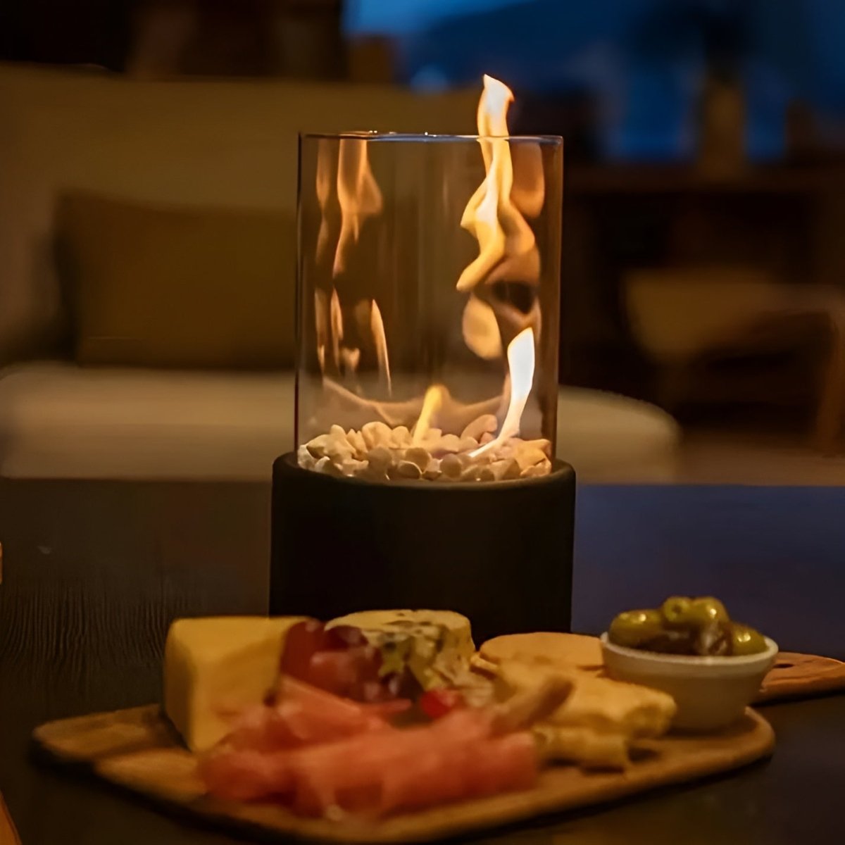 Cheminée de table élégante FLAREVO — combustion raffinée au bioéthanol sans fumée