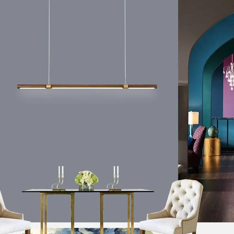 Lámpara colgante de techo minimalista con acabado de madera para comedor | boxzora