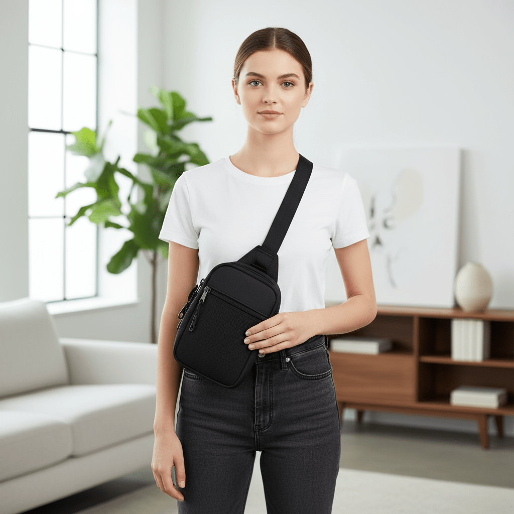 Kompaktowa torba typu sling SLIMVOY do podróży — wielokomorowa torba crossbody