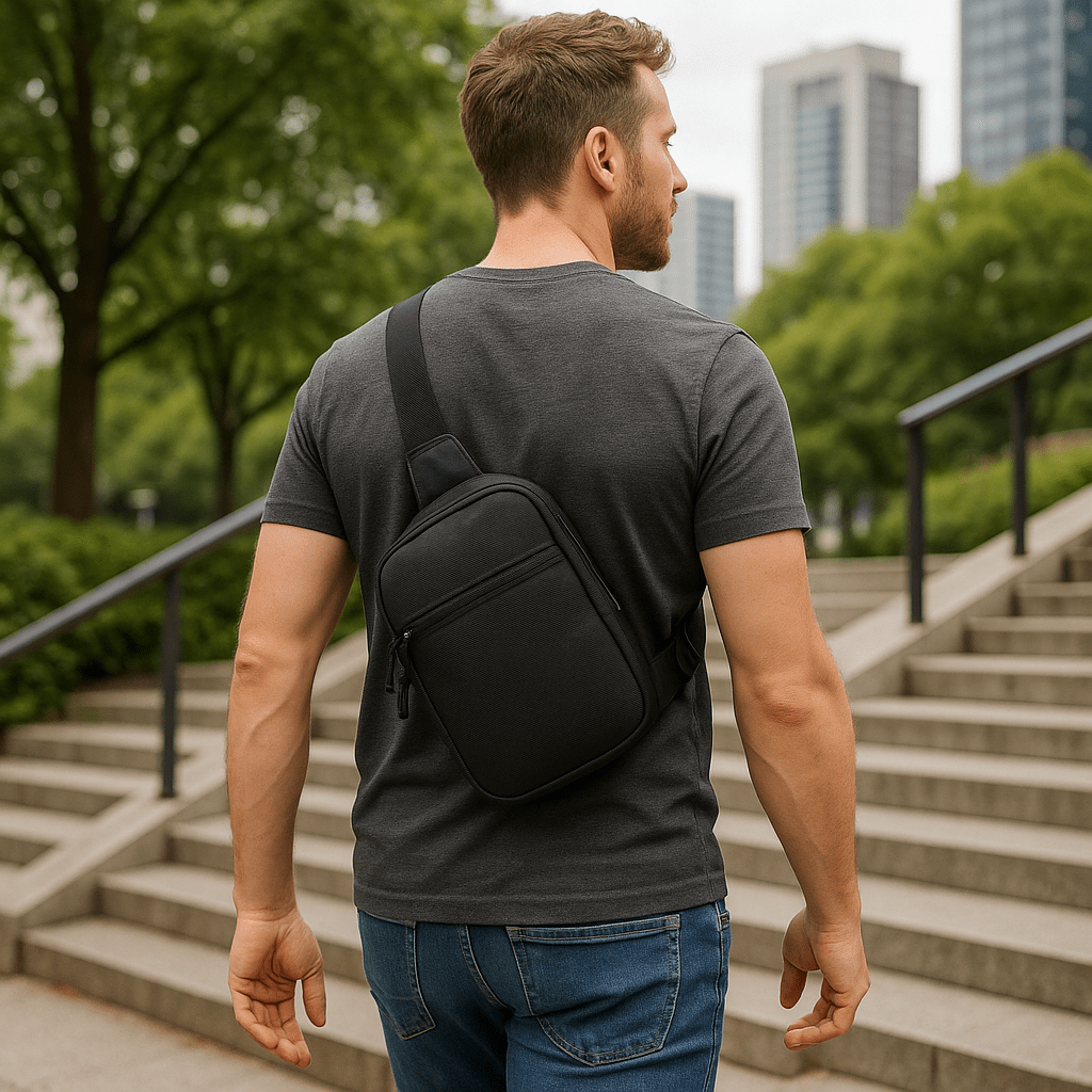 Kompaktowa torba typu sling SLIMVOY do podróży — wielokomorowa torba crossbody