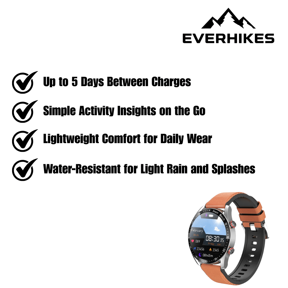 Smartwatch ultraleggero resistente all’acqua — Display touch a colori nitido, batteria fino a 5 giorni, peso di 1,9 once