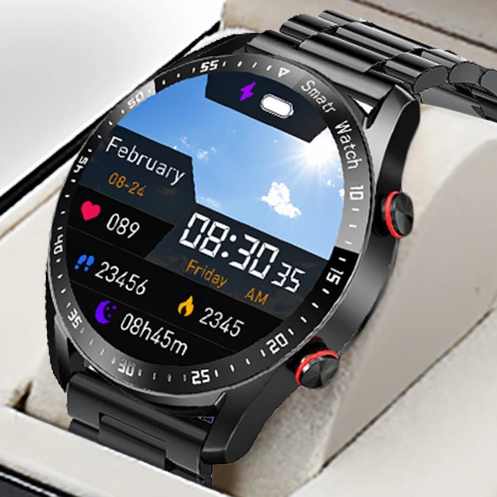 耐水性超軽量スマートウォッチ — クリアカラータッチディスプレイ、最大5日間のバッテリー持続、重量1.9オンス