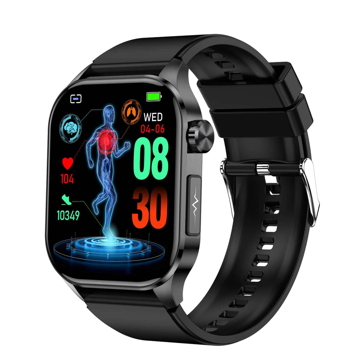HealthSync Smartwatch — ECG, Blood Sugar & Blood Pressure Monitoring