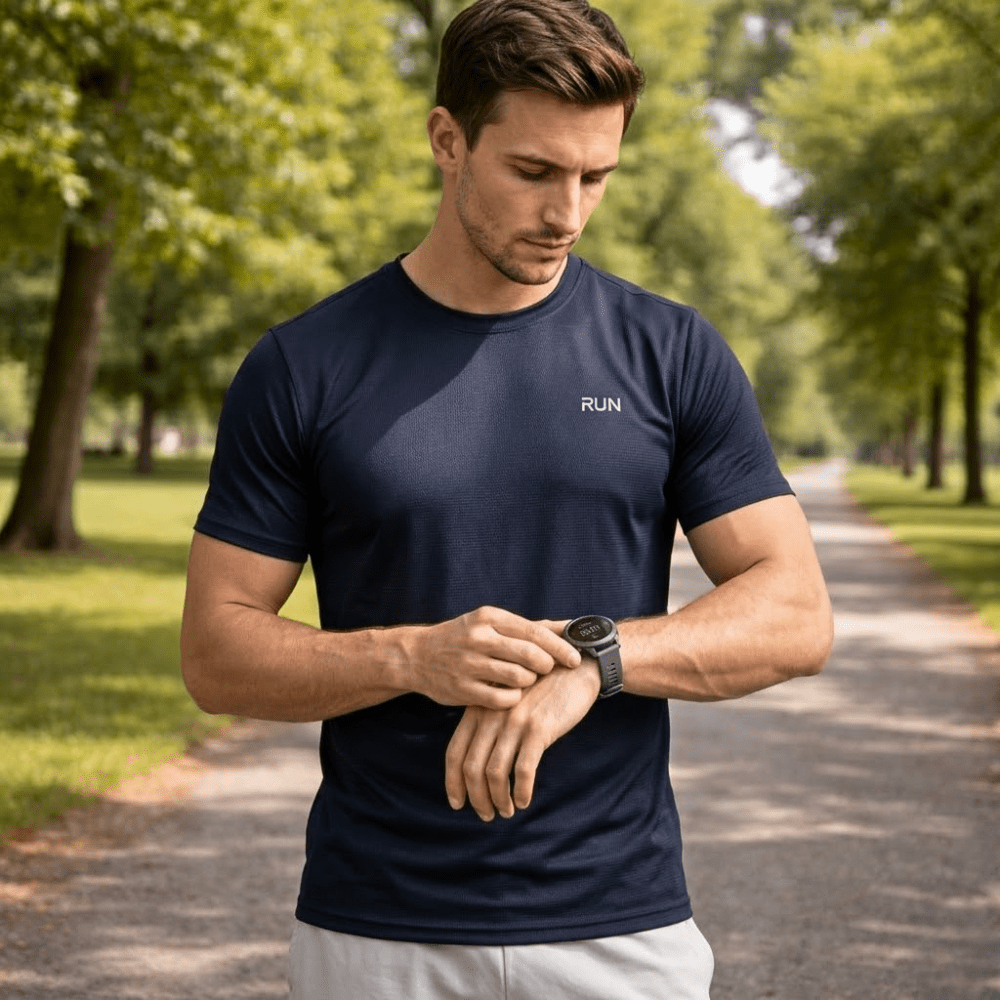 Maglietta sportiva leggera ad asciugatura rapida — Struttura traspirante che allontana l’umidità