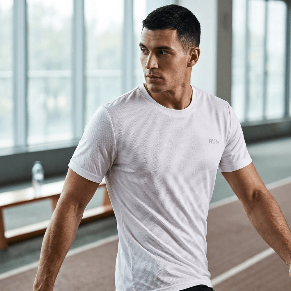 Let, hurtigtørrende sports-T-shirt — svedtransporterende konstruktion