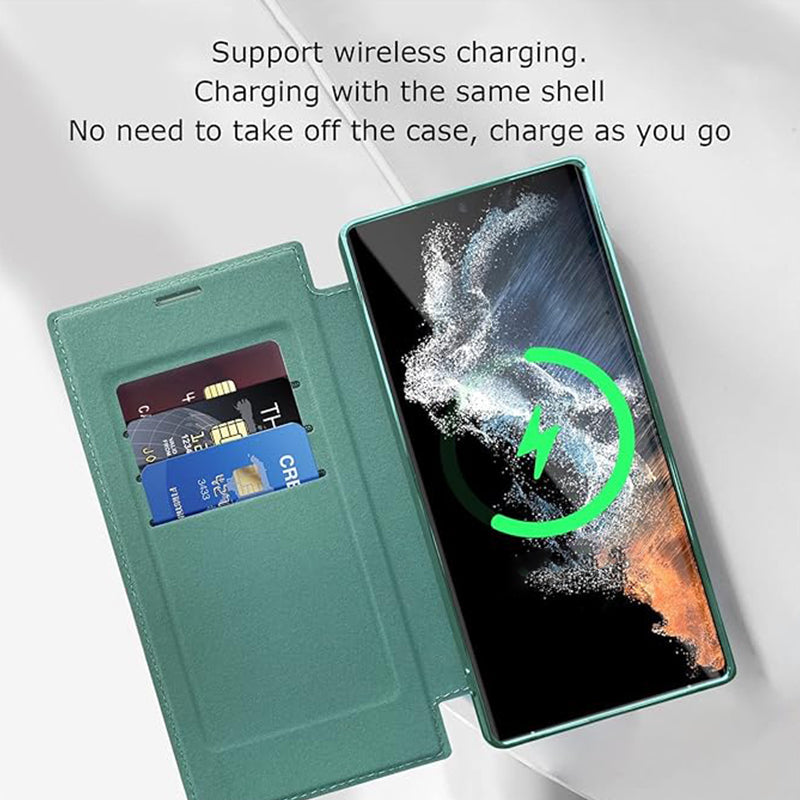 Flipcover med læderstruktur til Samsung-smartphones