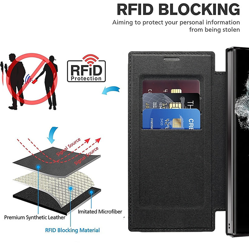 Flipcover med læderstruktur til Samsung-smartphones
