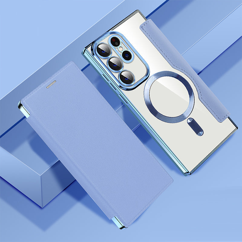 Flipcover med læderstruktur til Samsung-smartphones