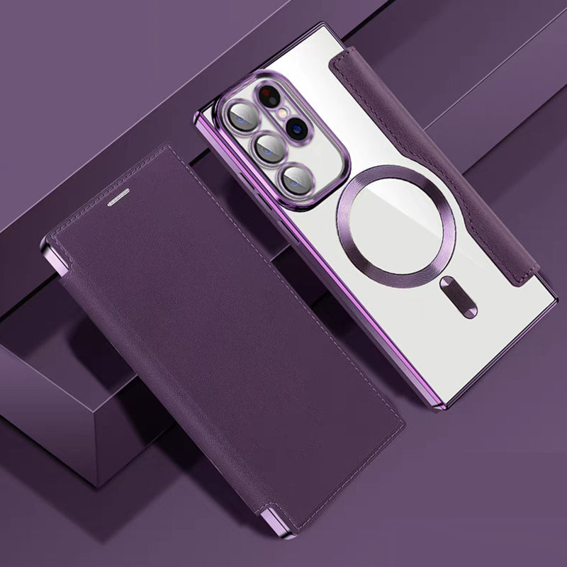 Flipcover med læderstruktur til Samsung-smartphones