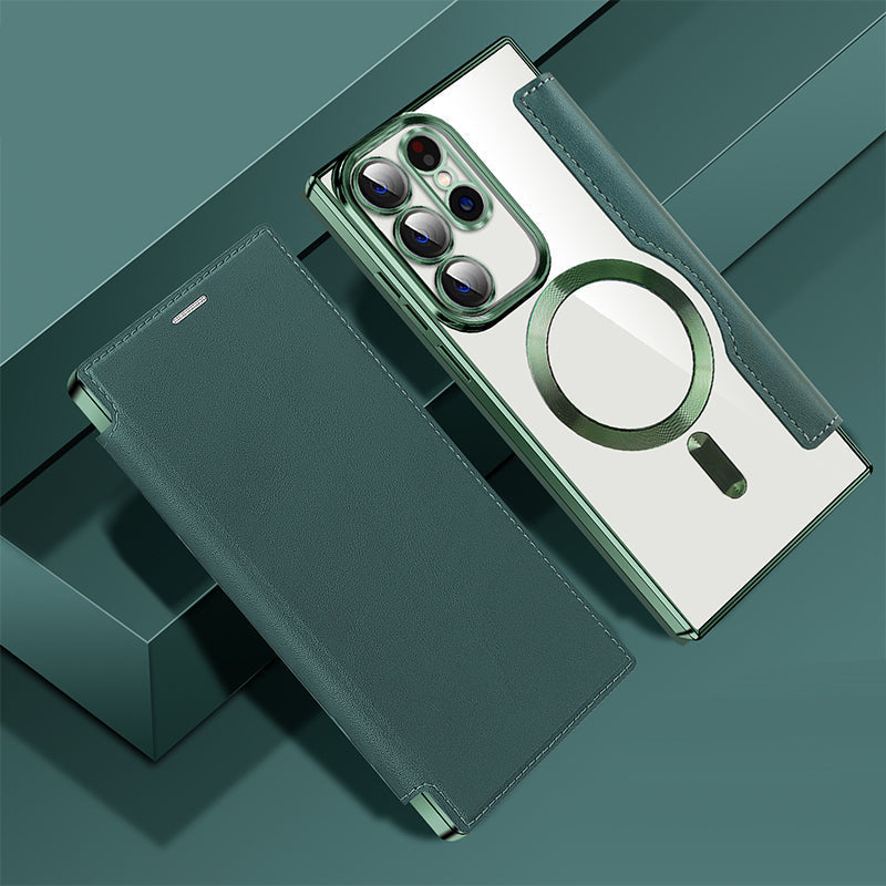 Flipcover med læderstruktur til Samsung-smartphones