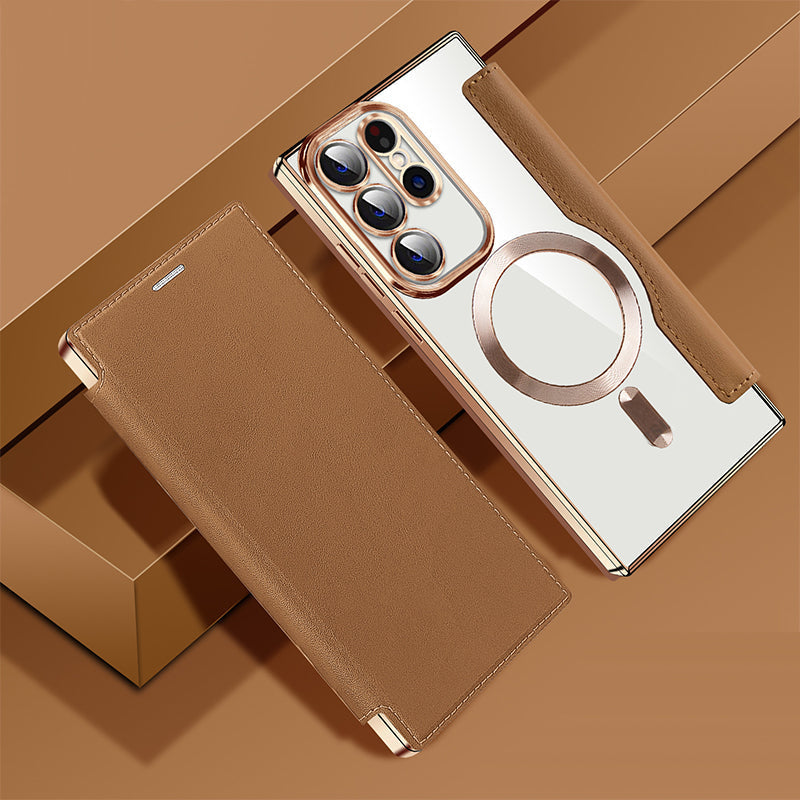 Flipcover med læderstruktur til Samsung-smartphones