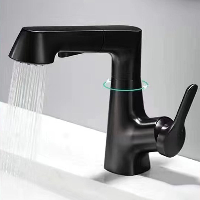 Moderne wastafelkraan voor de badkamer — uittrekbare sproeikop, 360° draaibaar, waterstroom met twee standen