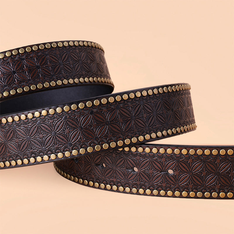 Vintage Western Cowboy Belt — Wild Horse And Bull Motif Graphics