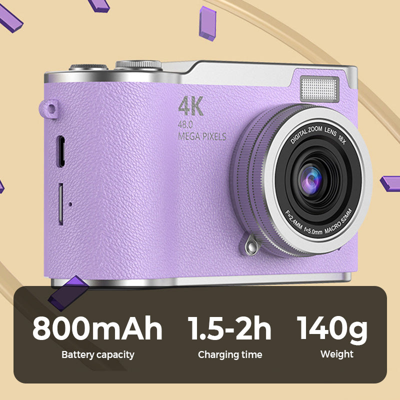 Digitalkamera — Vippeskærm, 4K HD-optagelse, hurtig autofokus