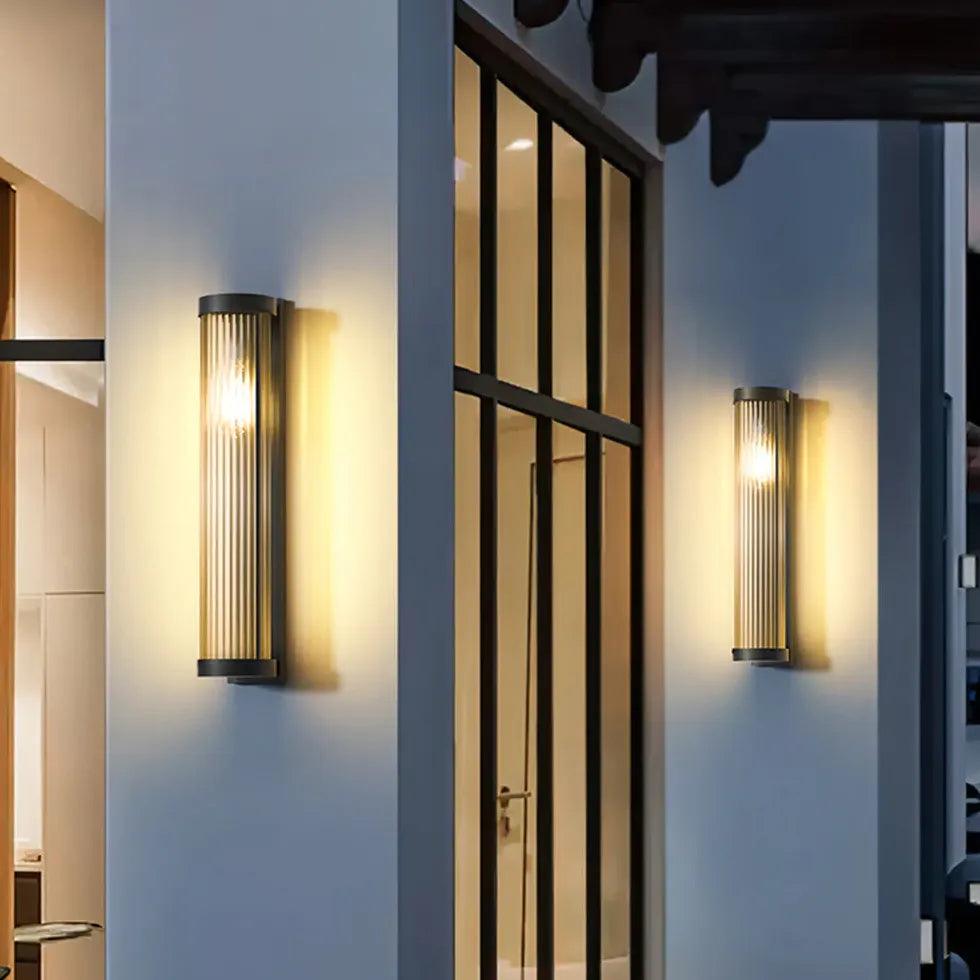 Applique murale solaire moderne pour extérieur en verre nervuré, pour porche | boxzora