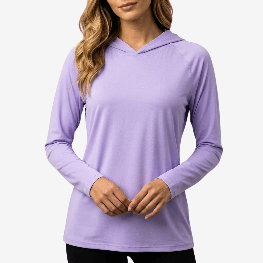 Camisola com capuz de proteção solar UPF 50+ — Camisola desportiva leve e respirável