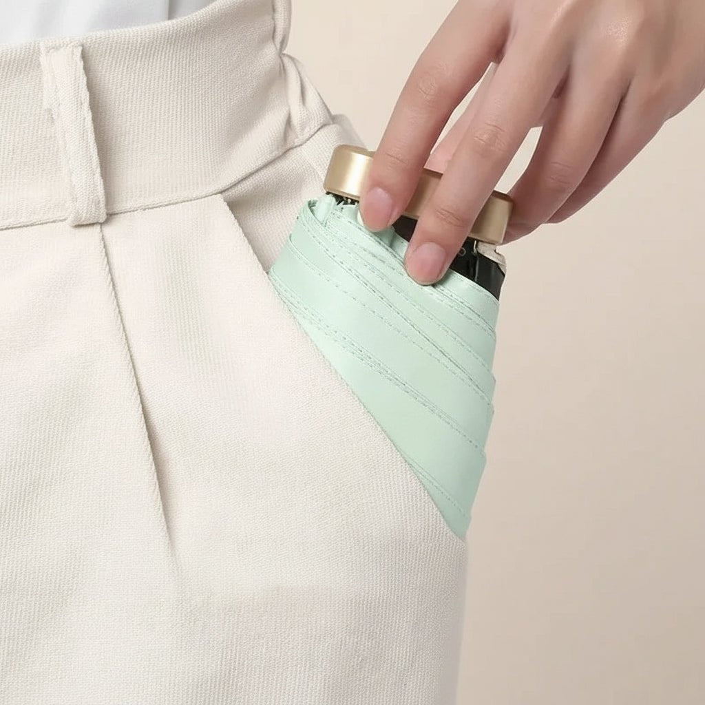 SunPocket kompakt solparaply – integrerat UV-skydd, helt vattentätt