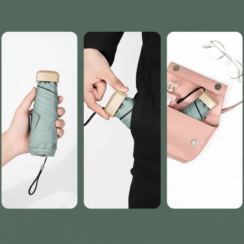 SunPocket kompakt solparaply – integrerat UV-skydd, helt vattentätt