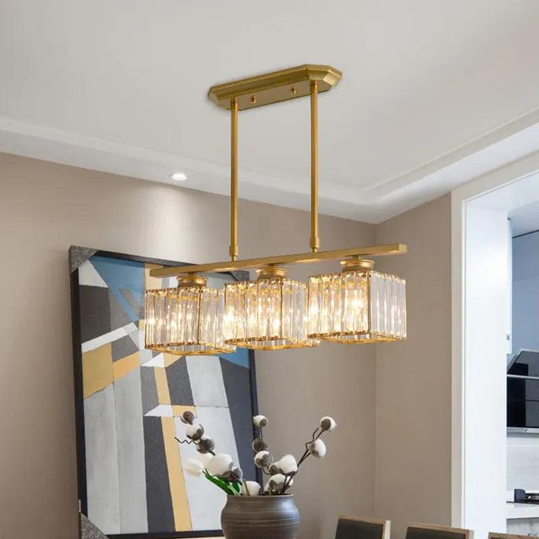 Candeeiro suspenso de cristal quadrado comprido, luxo discreto | boxzora