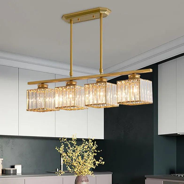 Candeeiro suspenso de cristal quadrado comprido, luxo discreto | boxzora
