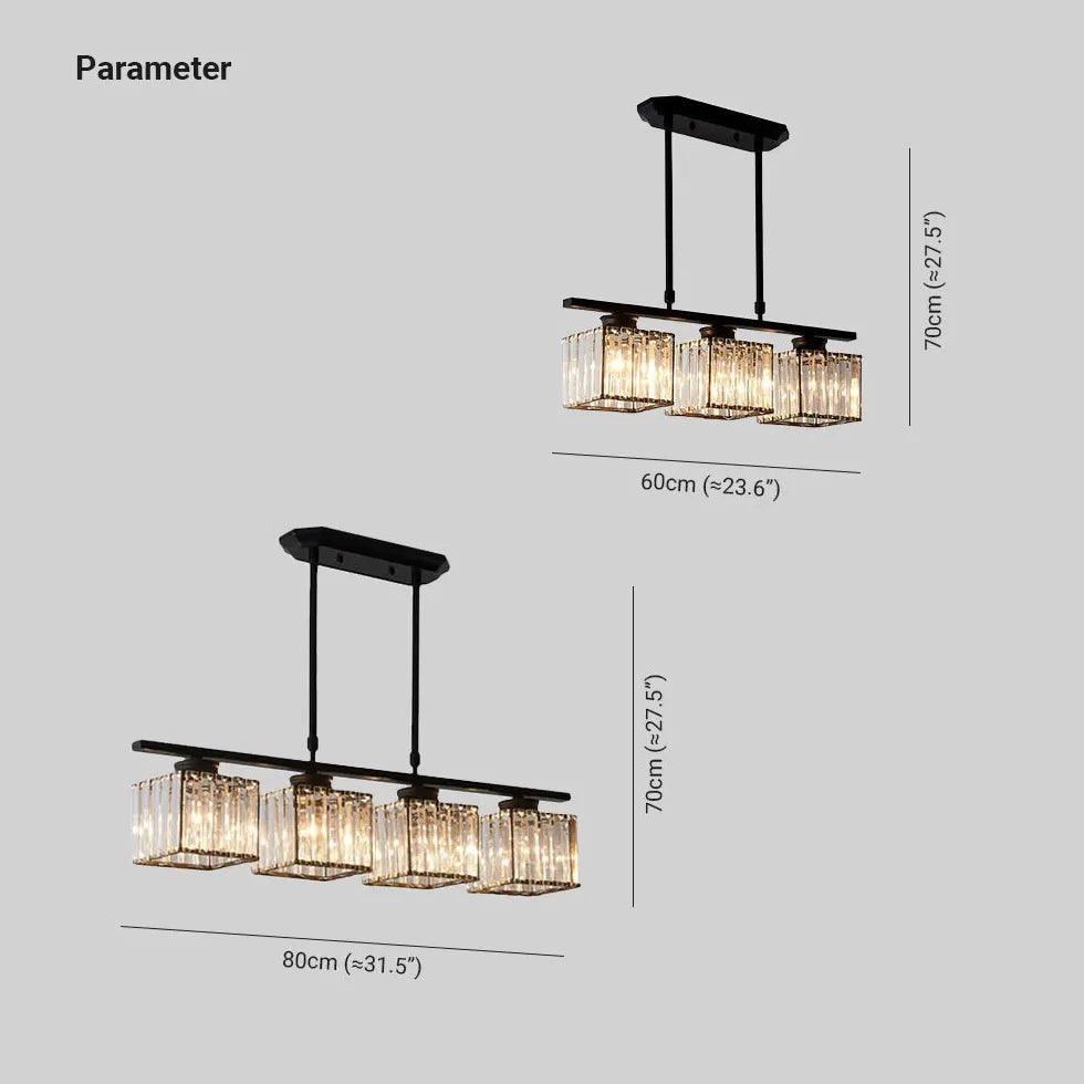 Candeeiro suspenso de cristal quadrado comprido, luxo discreto | boxzora