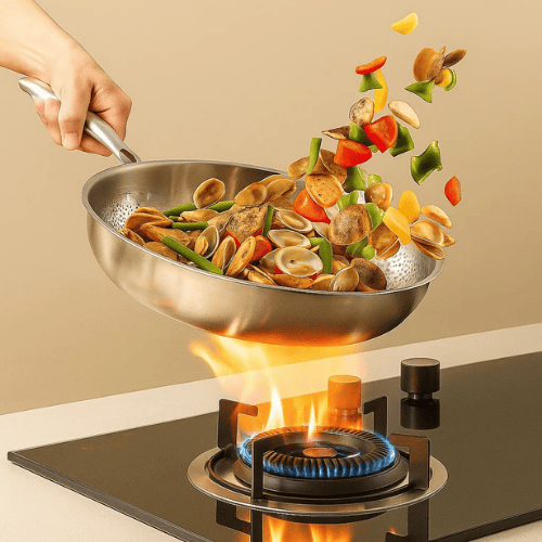 PREMIUM PAN — Titanium kookgerei zonder coating, geschikt voor alle kookplaten, gelijkmatige warmteverdeling