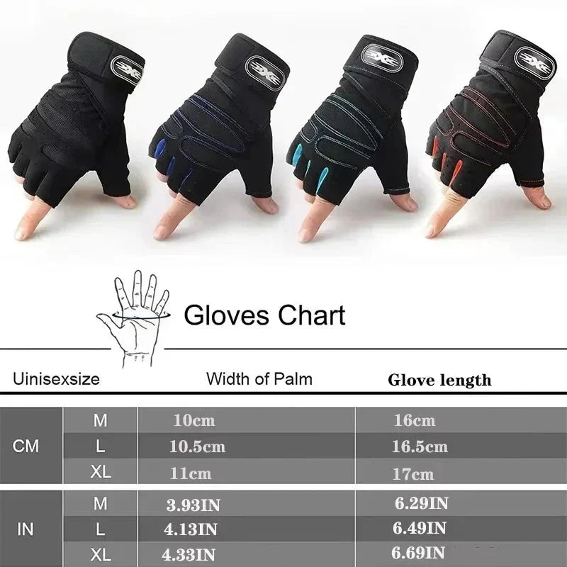Geventileerde handschoenen met halve vingers — Openingen bij de vingertoppen, verstevigde handpalmgrip
