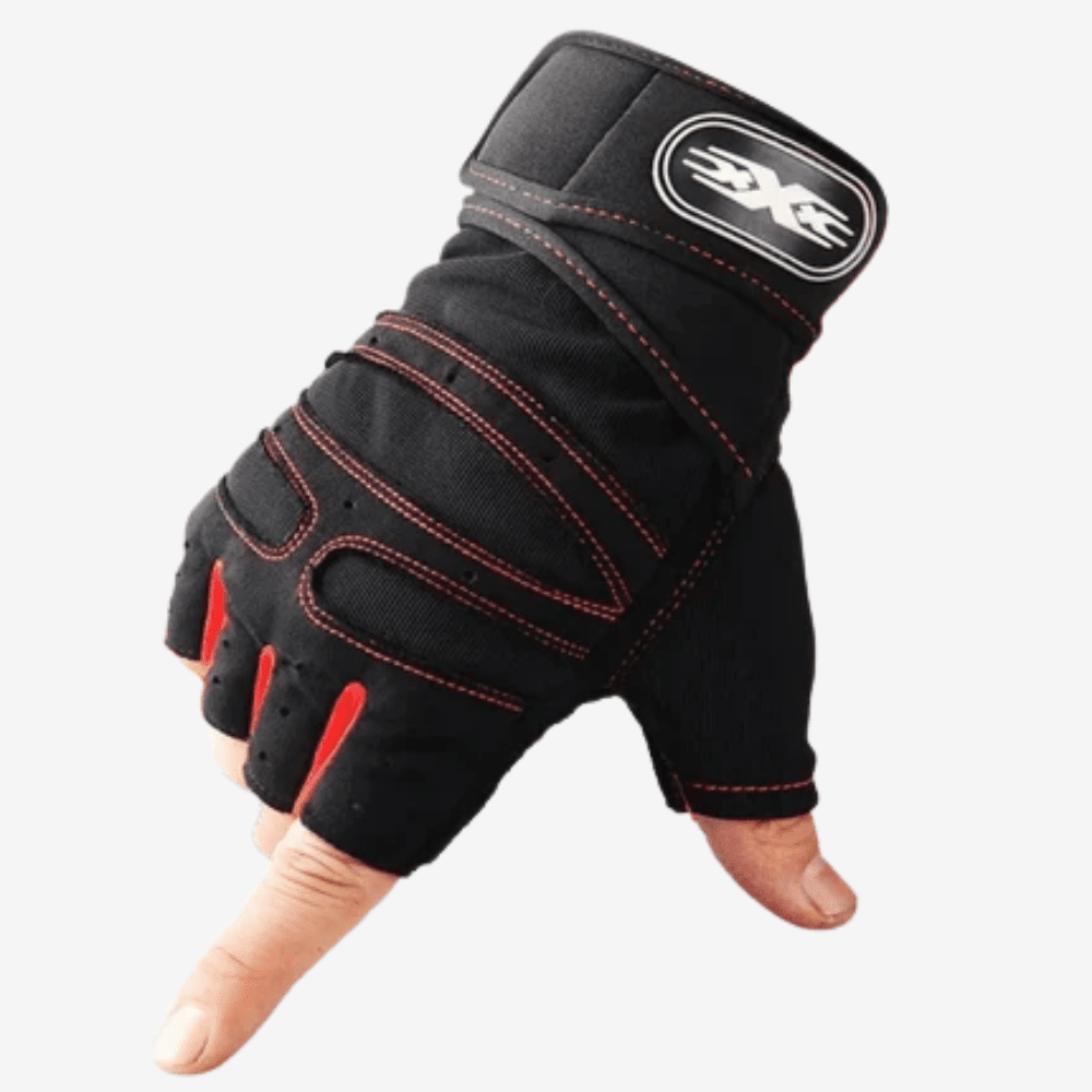 Geventileerde handschoenen met halve vingers — Openingen bij de vingertoppen, verstevigde handpalmgrip