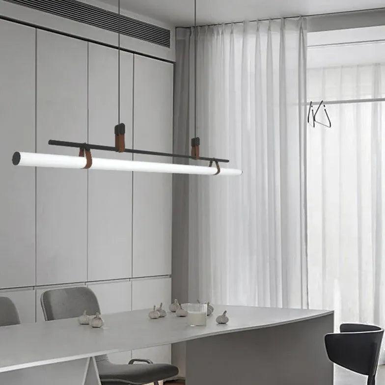 Minimalistická dlouhá závěsná světla nad jídelní stůl | boxzora