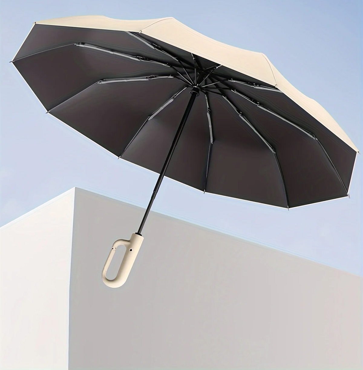 Automatic Compact Folding Umbrella — Wind-Resistant, Large Buckle Handle, Durable Construction