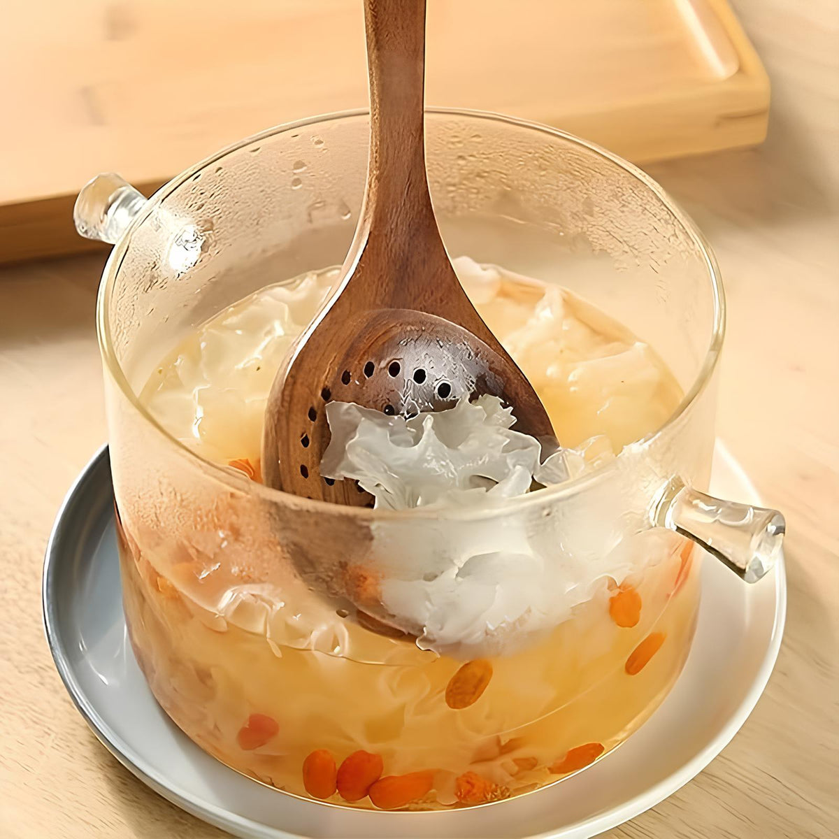 Juego de utensilios de cocina de 5 piezas — Teca 100 % natural, resistente al calor y sin arañazos