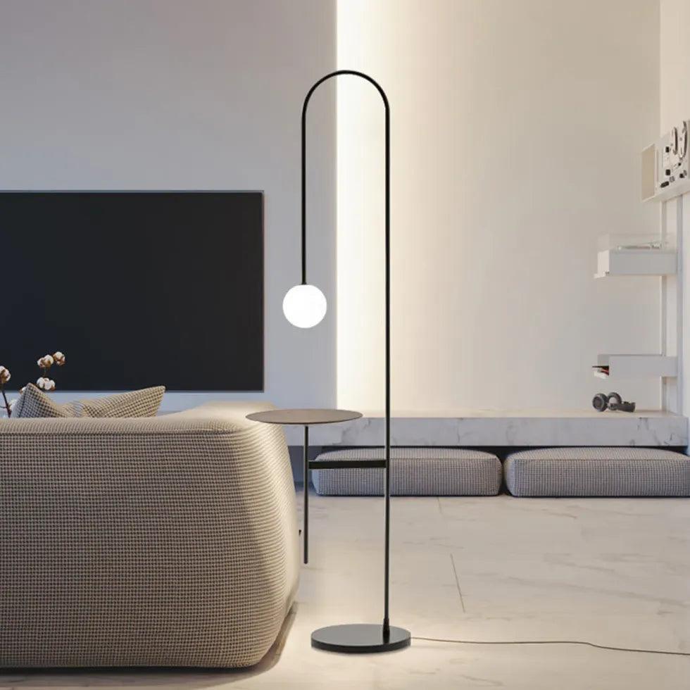 Minimalistische schwarze Glas-Stehlampe für den Couchtisch | boxzora