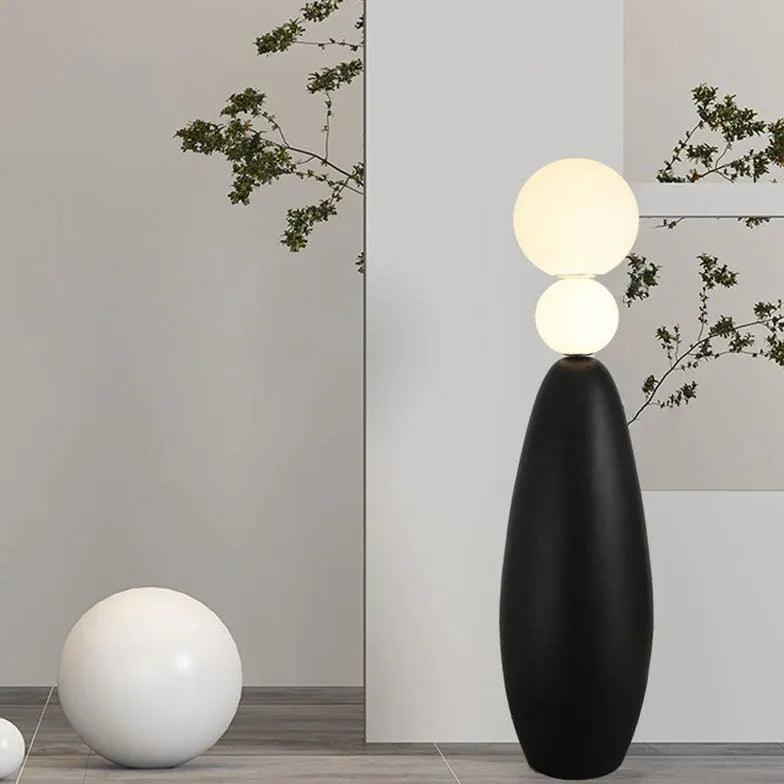Minimalistische schwarze Kürbis-Glaskugeln-Stehlampe | boxzora