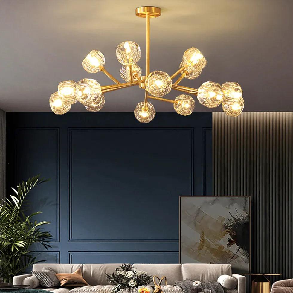 Candelabru de lux din alamă cu cristale pentru sufragerie | boxzora