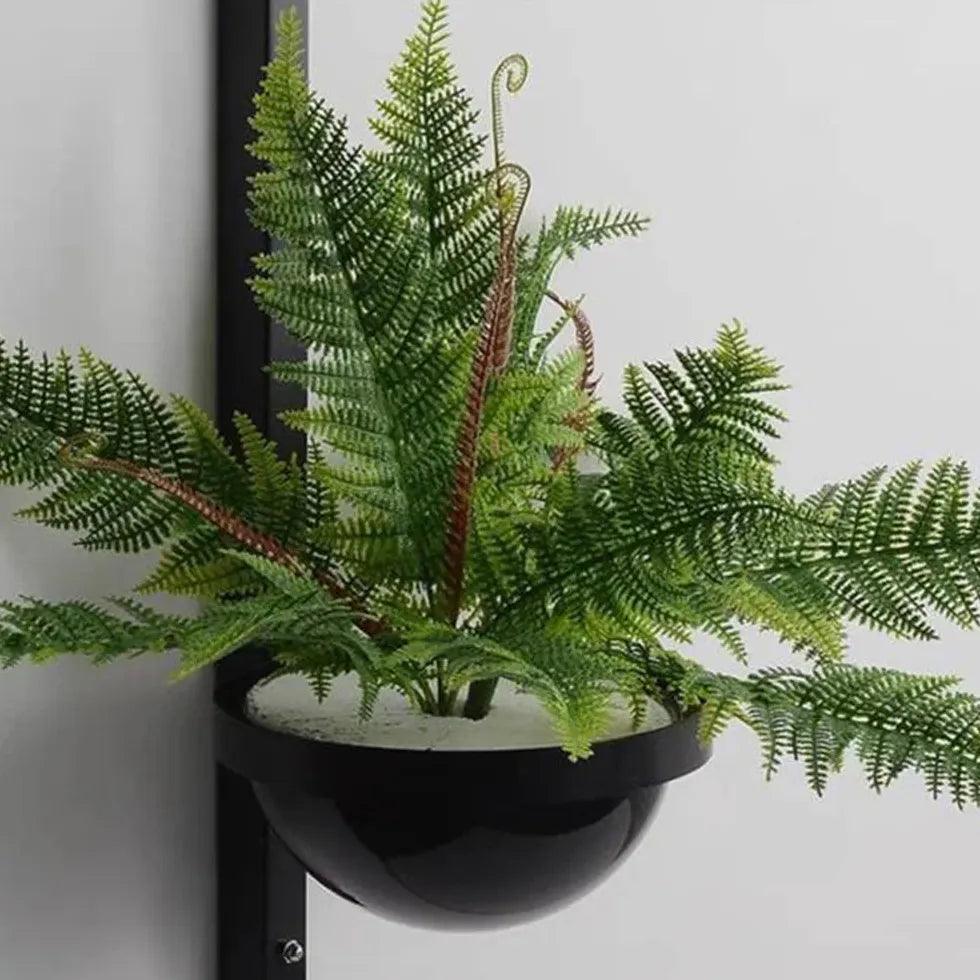 Moderne zwarte wandlamp met groene planten | boxzora