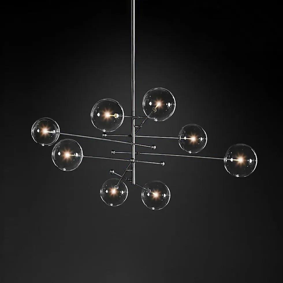 Szklana kulista lampa wisząca w stylu light luxury do jadalni | boxzora