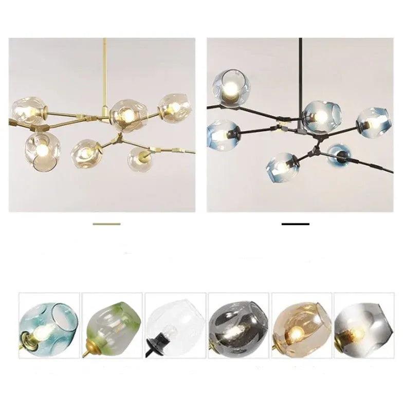 Candelabru Mid-Century din sticlă, cu bule și ramificații, pentru living, cu brațe reglabile | boxzora