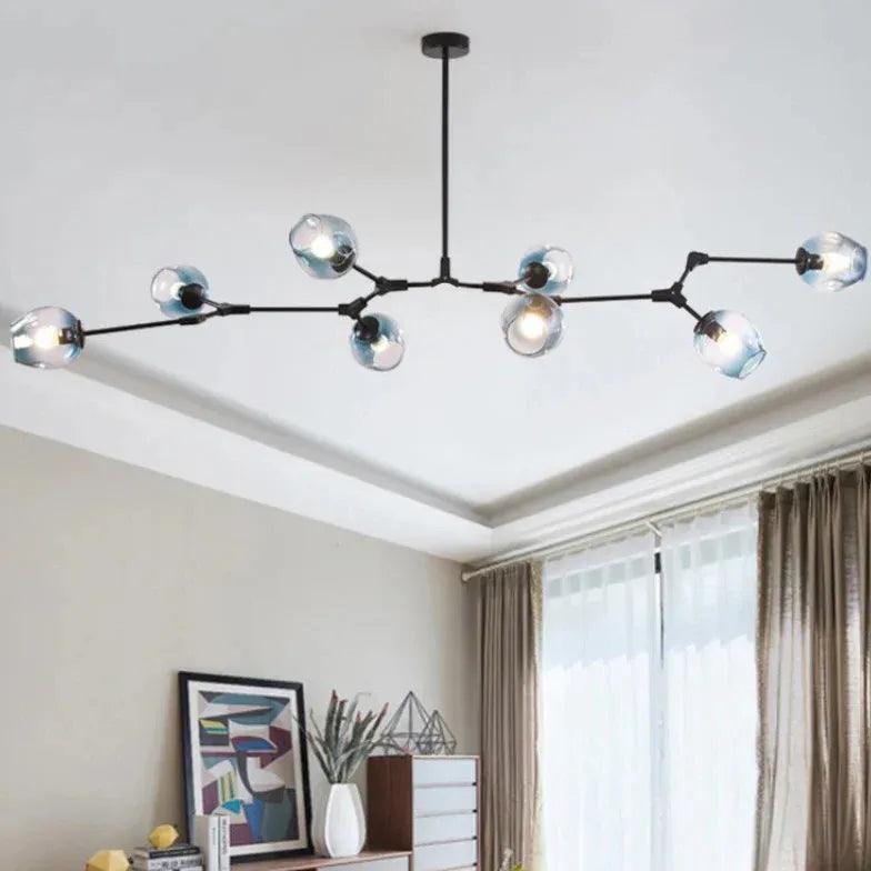 Candelabru Mid-Century din sticlă, cu bule și ramificații, pentru living, cu brațe reglabile | boxzora